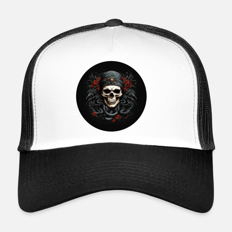 Crâne décoratif avec serpents Casquette trucker 