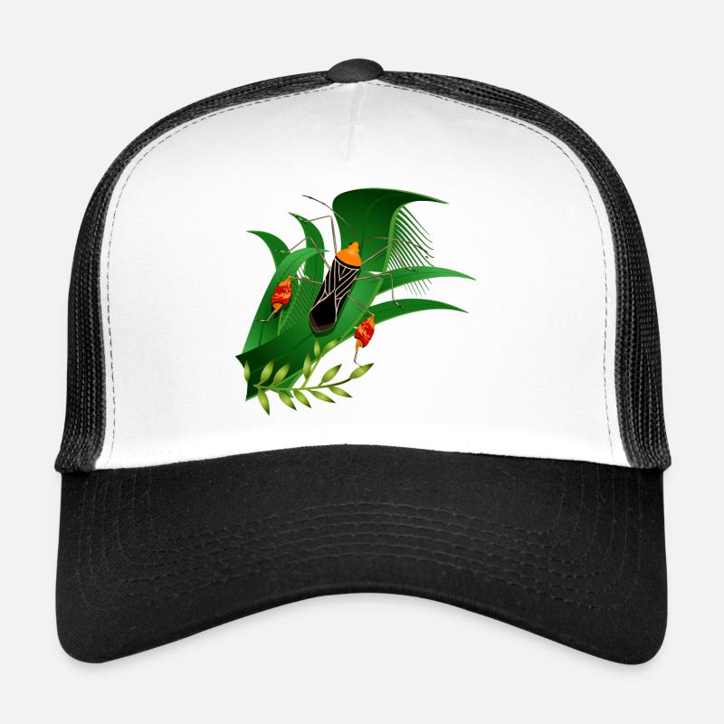 Anisoscelis alipes leaf-footed bug and green leaves Trucker Cap