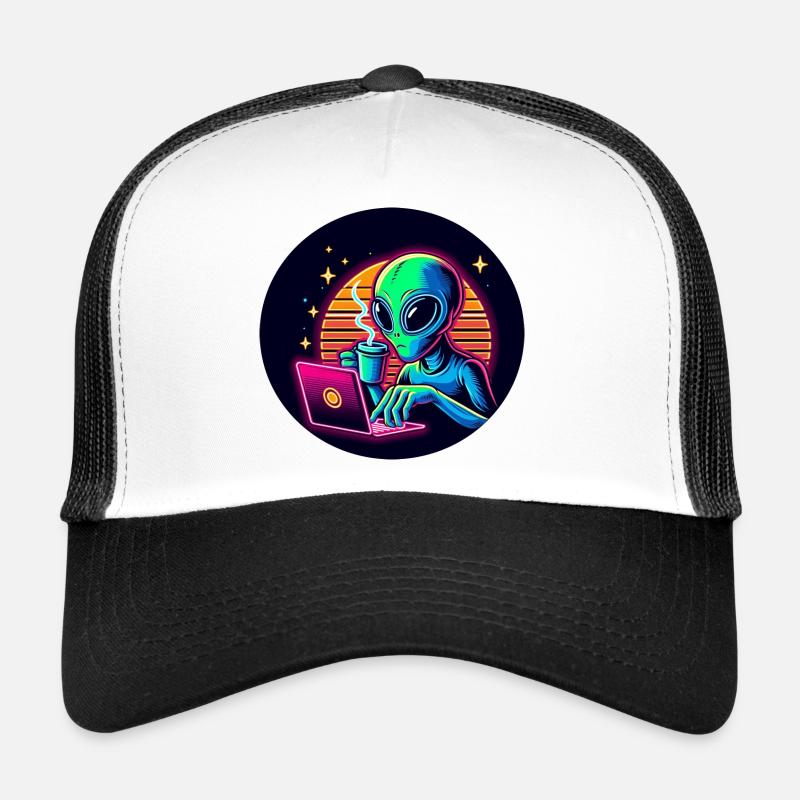Alien bei der Arbeit - Trucker Cap - Weiß/Schwarz