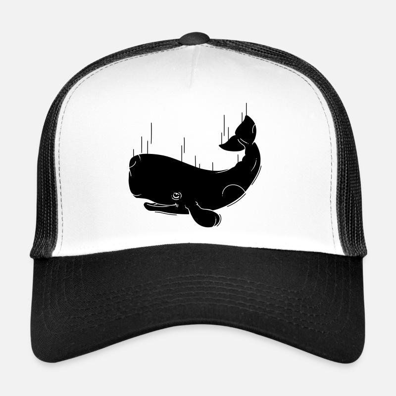 Fallender Wal - Trucker Cap - Weiß/Schwarz