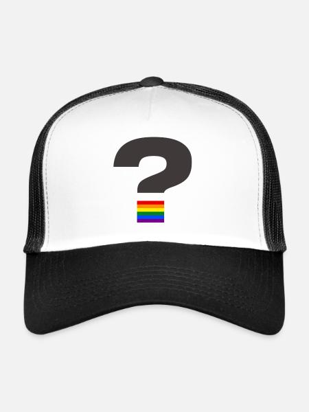 Graphique du point d’interrogation de la fierté - Casquette trucker  - blanc/noir - Devant