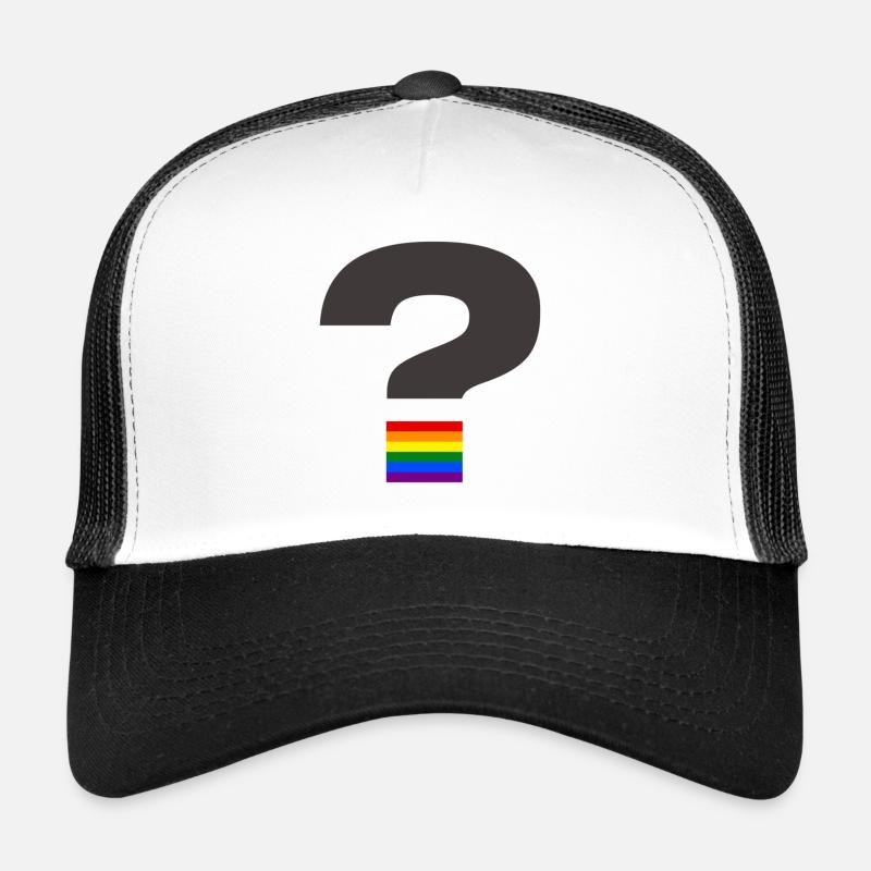 Graphique du point d’interrogation de la fierté - Casquette trucker  - blanc/noir