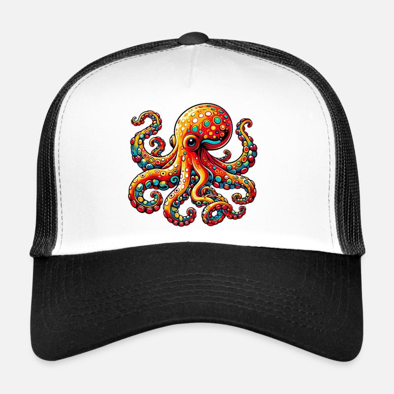 Octopus - Trucker Cap - white/black