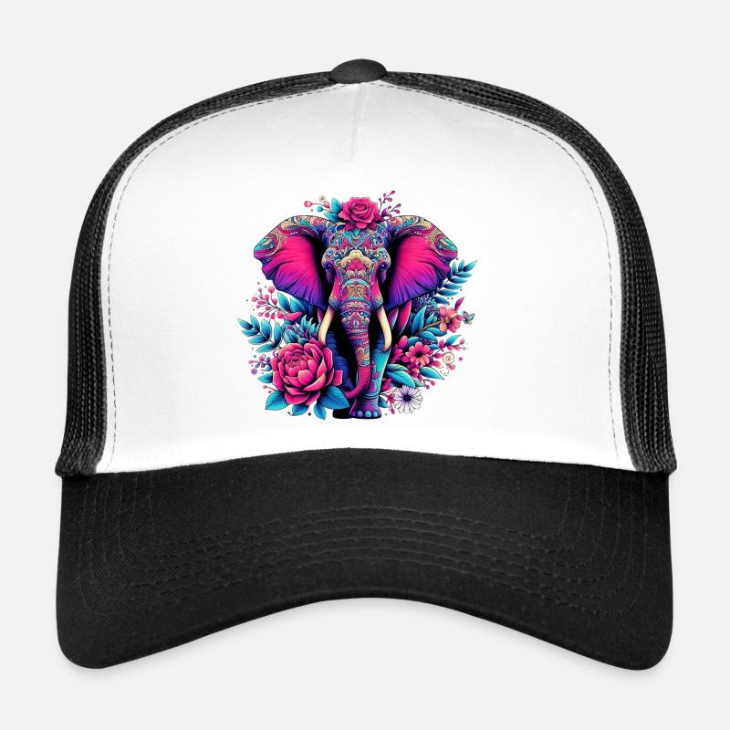 Éléphant - Casquette trucker  - blanc/noir