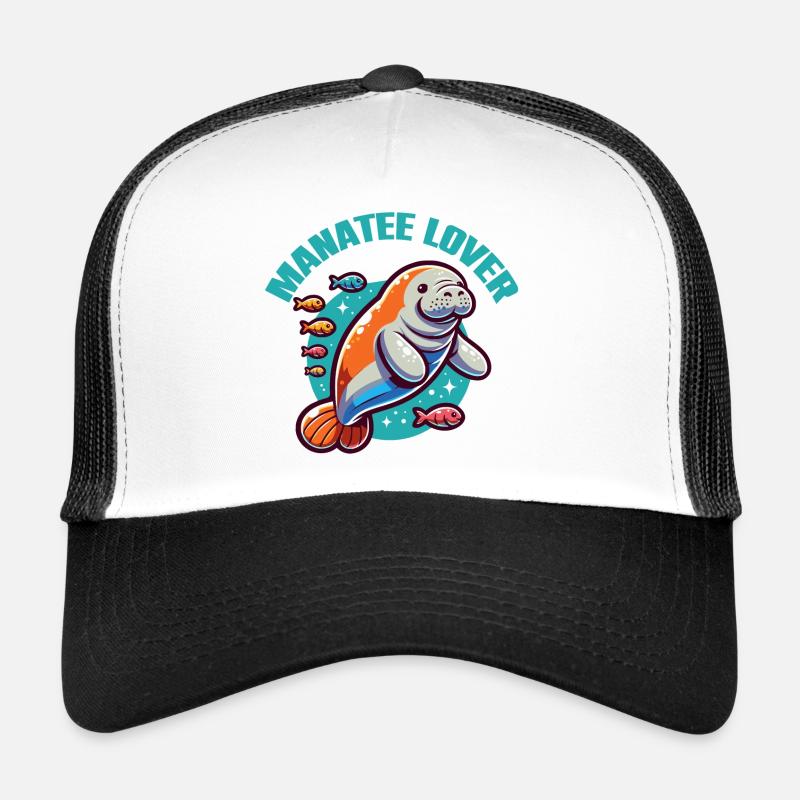 Manatee with lots of colorful fish Trucker Cap