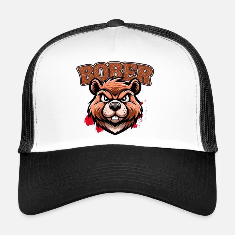 Bober | Polnisches Trenddesign - Trucker Cap - Weiß/Schwarz