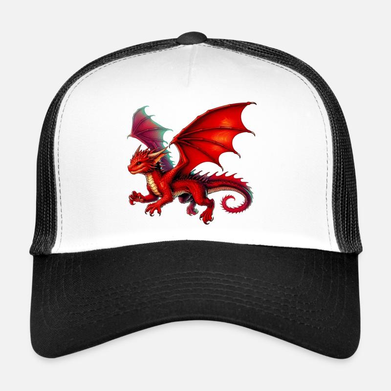 Drache - Trucker Cap - Weiß/Schwarz
