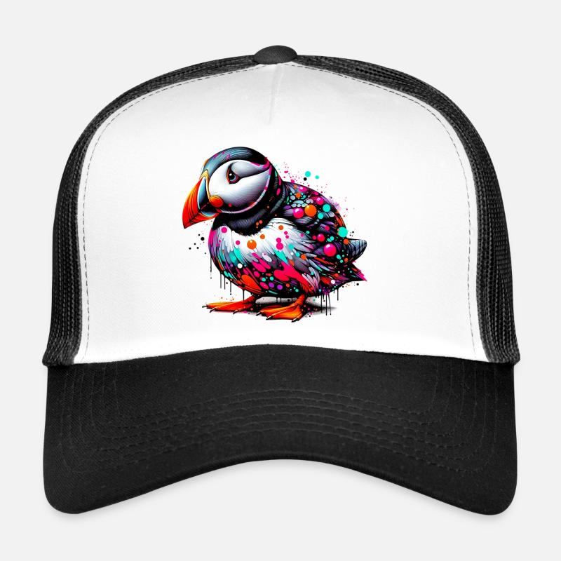 Papageitaucher - Trucker Cap - Weiß/Schwarz