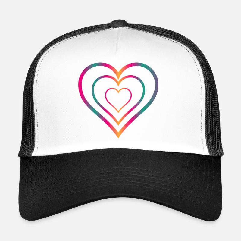 COEUR. COUPLE. JUST MARRIED. EVJF. SAINT VALENTIN. - Casquette trucker - blanc/noir
