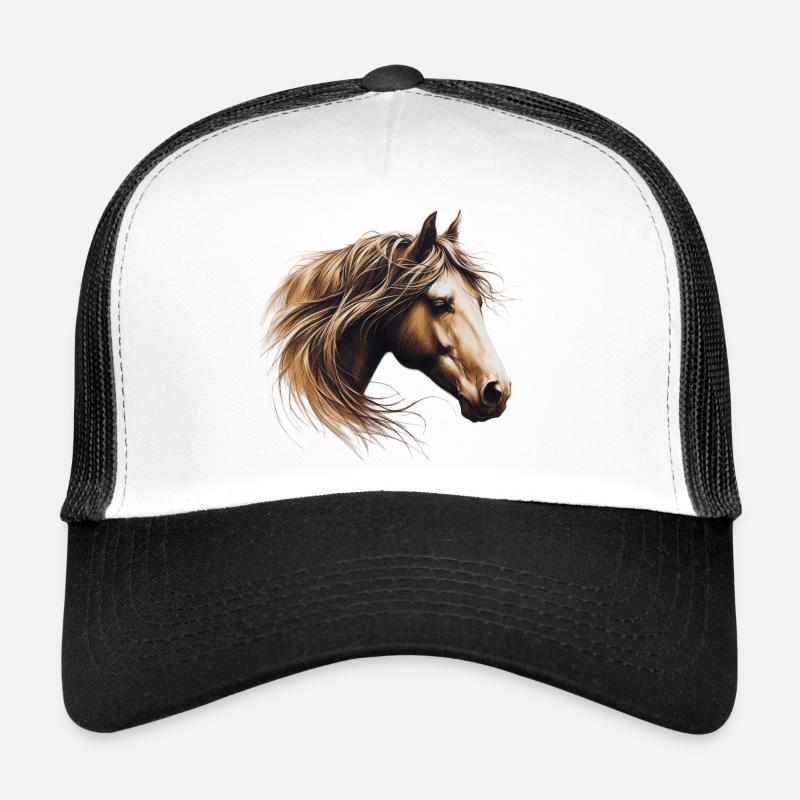 Pferd - Trucker Cap - Weiß/Schwarz