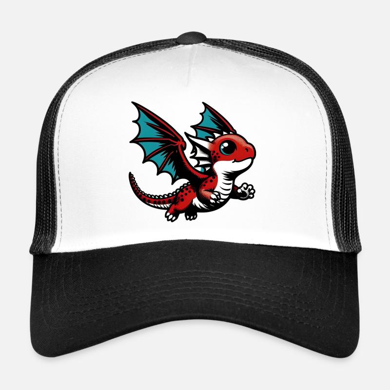 Drache - Trucker Cap - Weiß/Schwarz