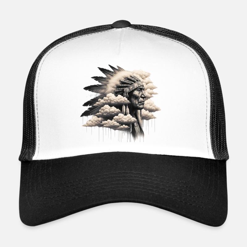American Indian American - Trucker Cap - white/black