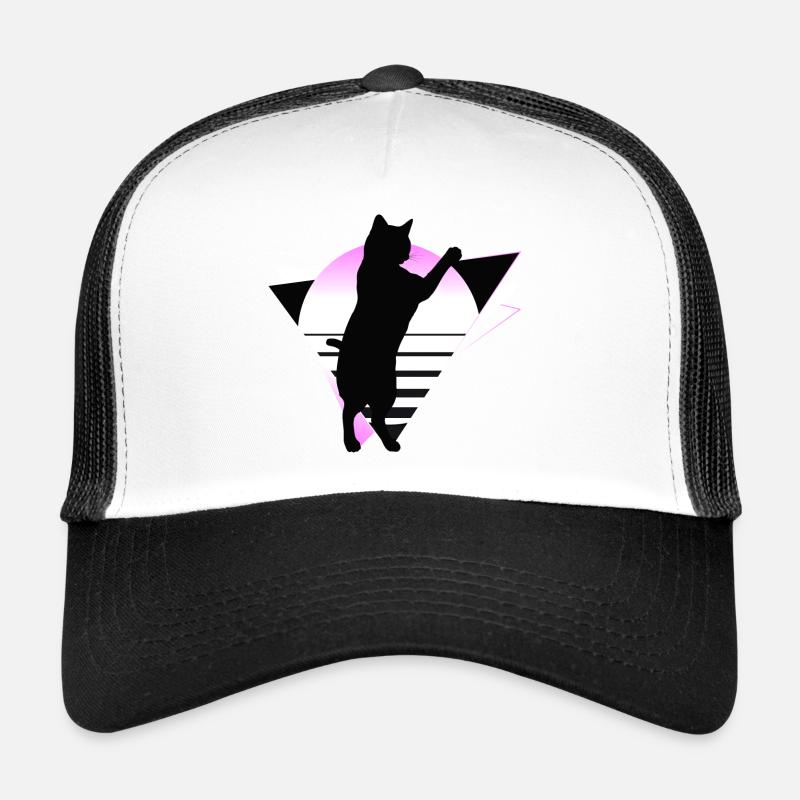 Chat Néon Géométrique Silhouette Contour Coloré Casquette trucker 