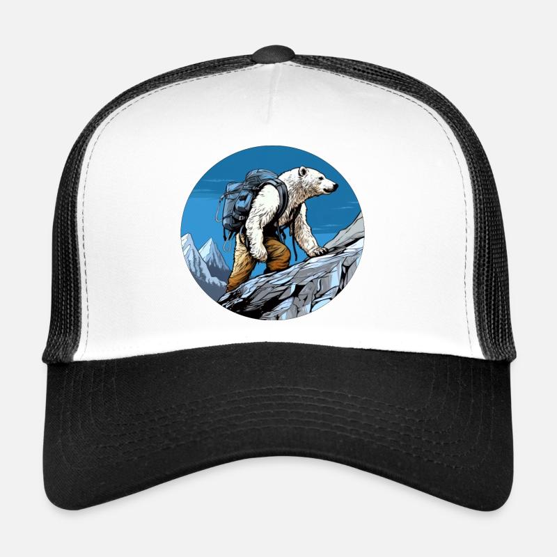 Eisbären Wandern / Bergsteiger Eisbär - Trucker Cap - Weiß/Schwarz