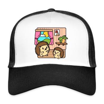 Putzige kleine Igel in ihrer putzigen Igel Wohnung - Trucker Cap - Weiß/Schwarz - Vorne