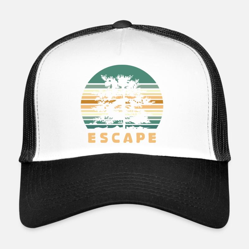 Escape Forest Design - Logo d’aventure rétro dans la nature Casquette trucker 
