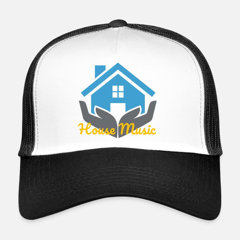 Geometrisches Haus mit Stil - Trucker Cap - Weiß/Schwarz