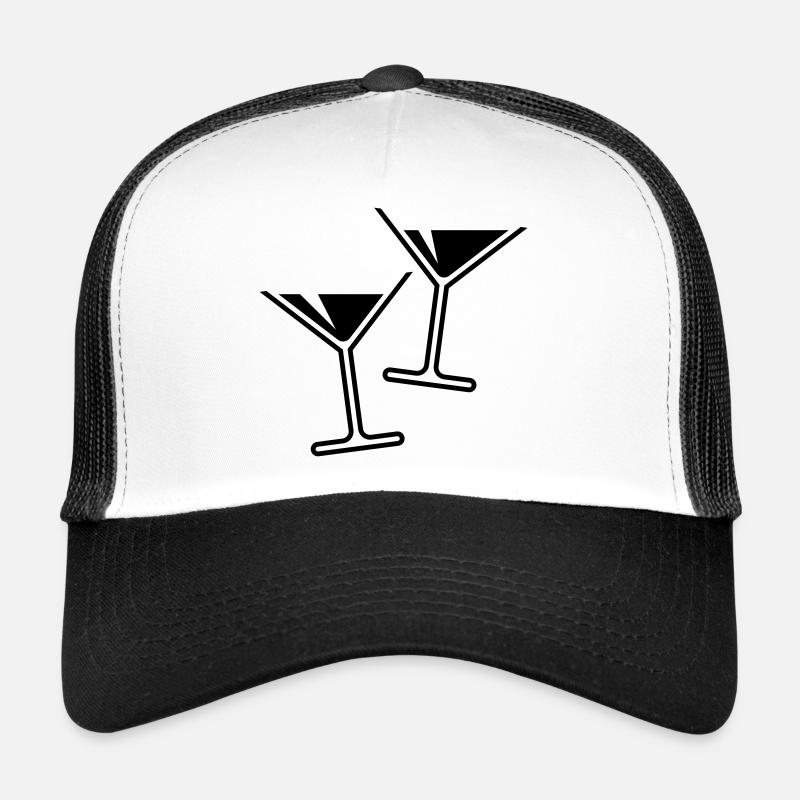 2 verres à cocktail / cocktail / martini – (noir) Casquette trucker 