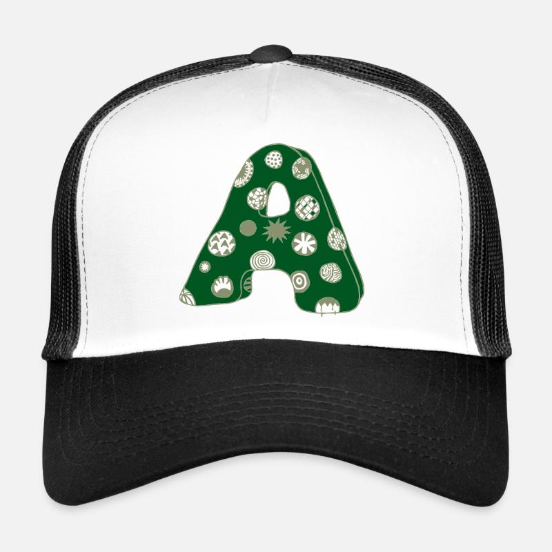 Lettre A avec caractère en vert Casquette trucker 