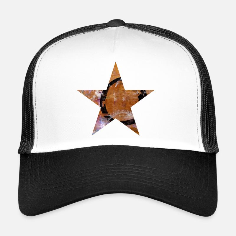 Star - Five Prongs - Symbol - Monoprint - Circle Trucker Cap