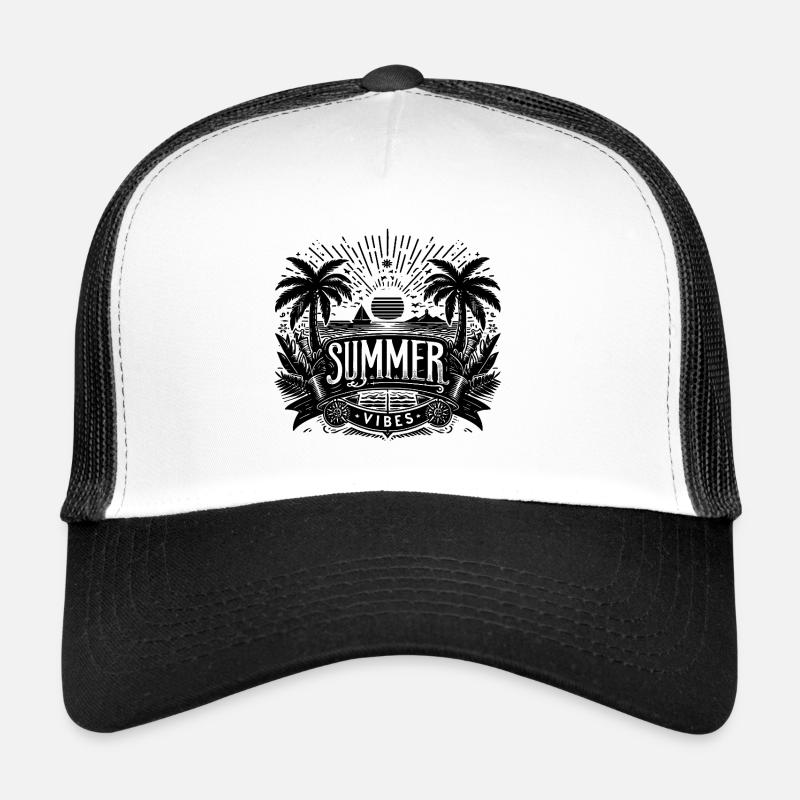 SUMMER Vibes, Beach Design - Trucker Cap - Weiß/Schwarz