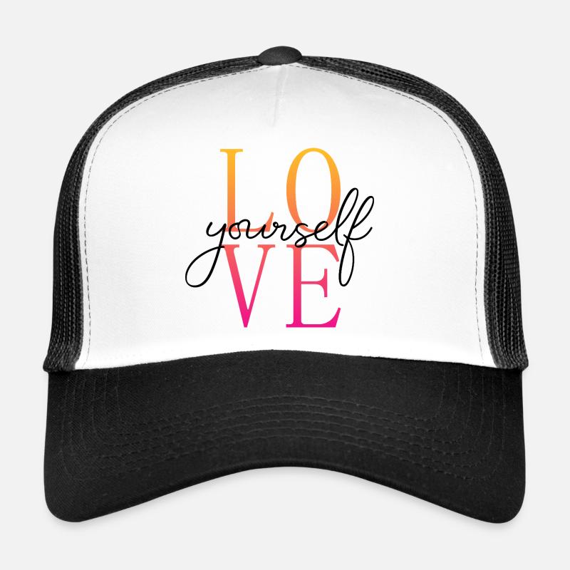 Love yourself / Selbstliebe / Liebe dich selbst - Trucker Cap - Weiß/Schwarz