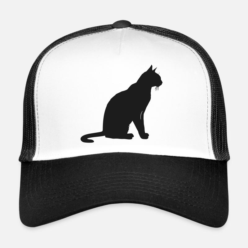 Elegante Silhouette einer Katze - Trucker Cap - Weiß/Schwarz