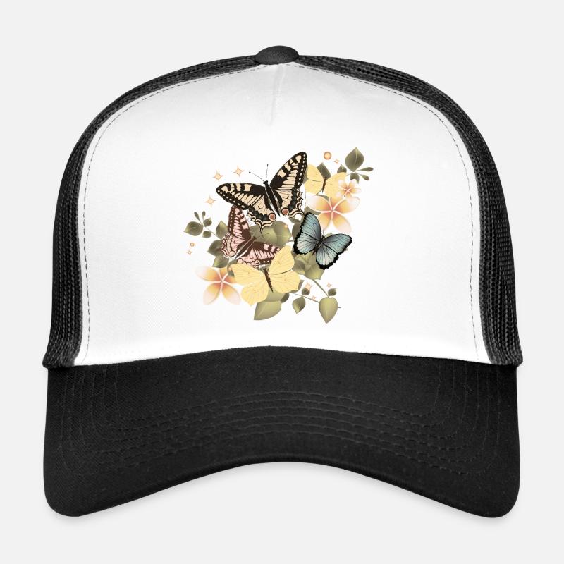 Papillons dans une mer de fleurs vintage Casquette trucker 