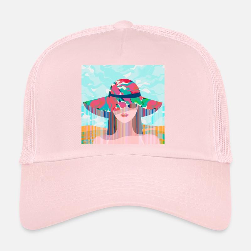Femme au chapeau coloré psychédélique Casquette trucker 