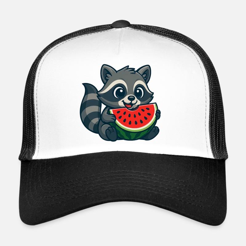 Süßer Waschbär mit Wassermelone Sommer Cartoon  Trucker Cap