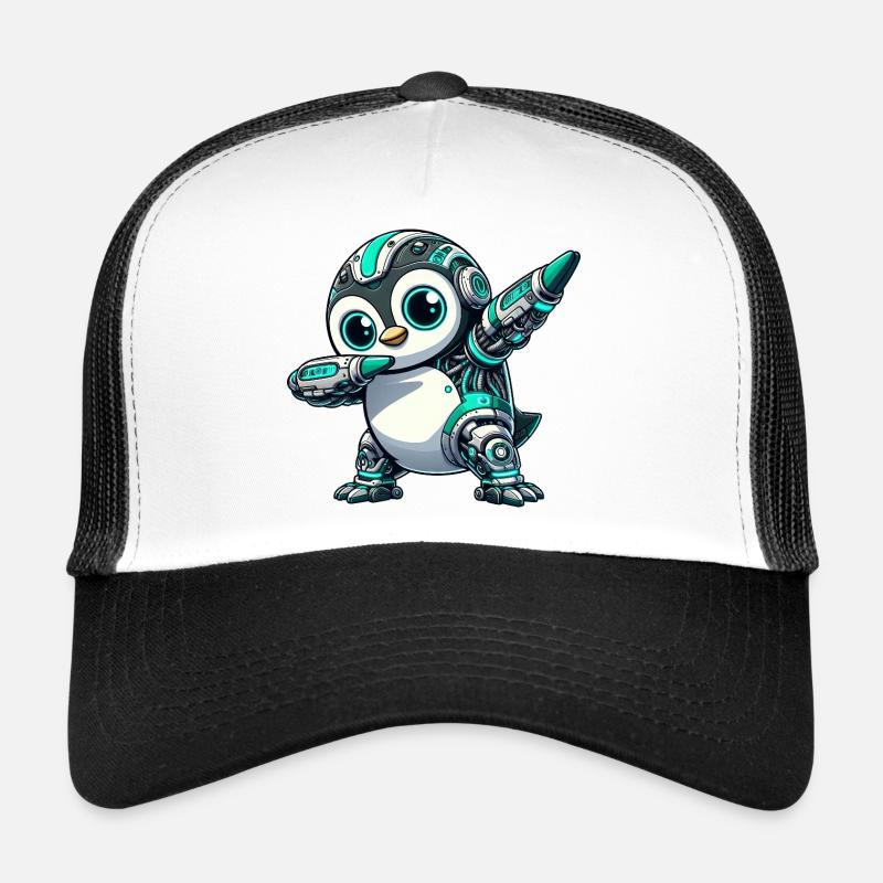 Cool Penguin Astronaut with Dabbing Cyborg Trucker Cap
