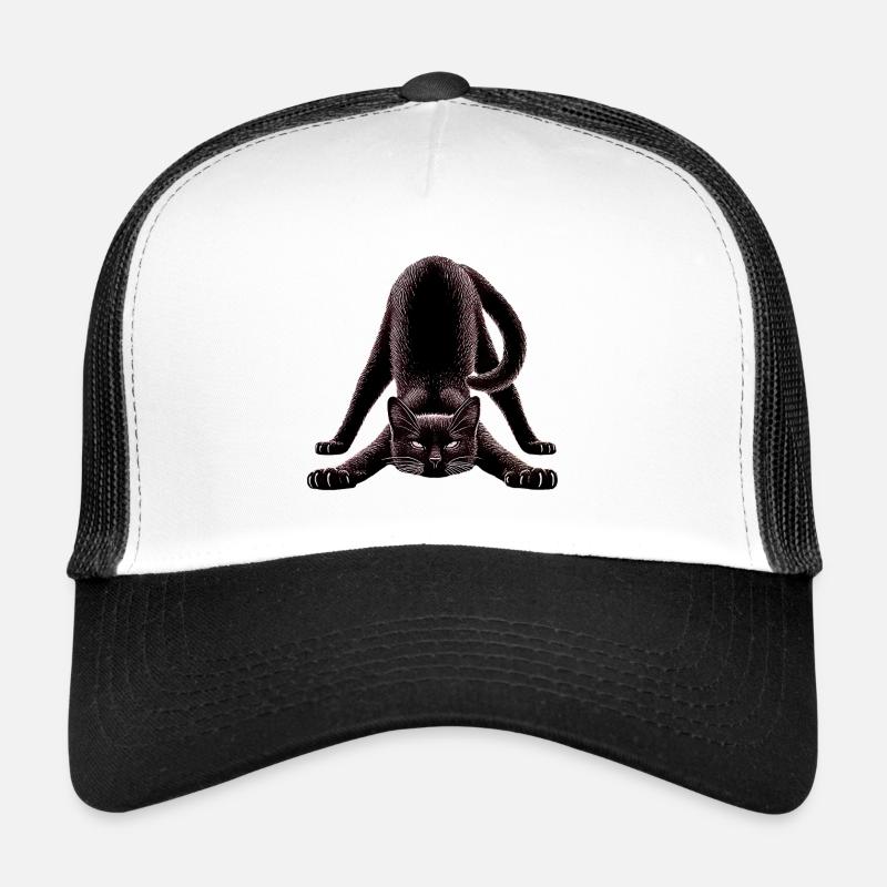 Chat noir en posture de yoga Casquette trucker 