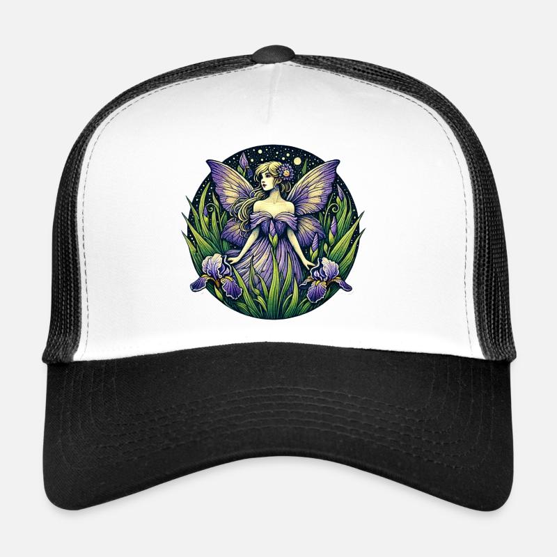 Fée enchantée dans le jardin d'iris Casquette trucker 