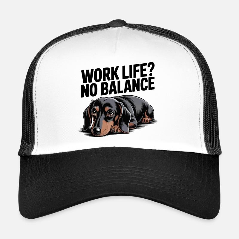 Trauriger Dackel Hund - Trucker Cap - Weiß/Schwarz