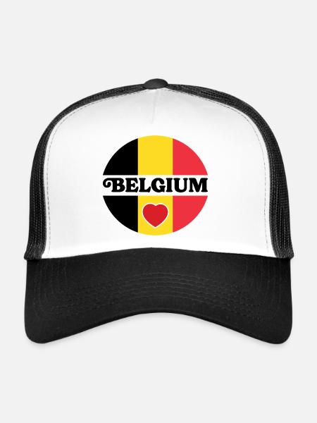 Design Belgium Cœurs Équilibrés - Casquette trucker  - blanc/noir - Devant