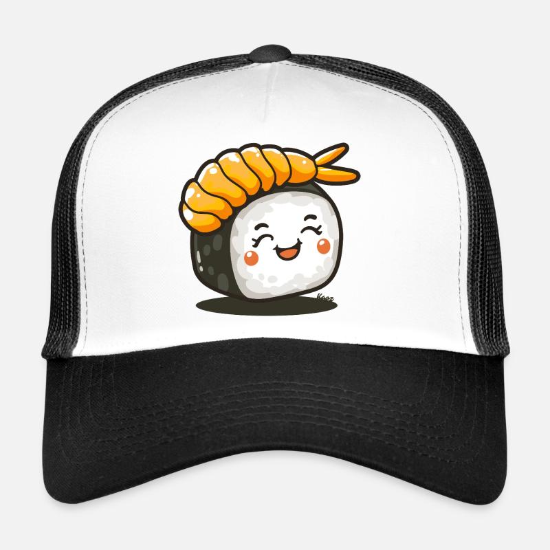 Sushi-Rolle mit Garnele - Trucker Cap - Weiß/Schwarz