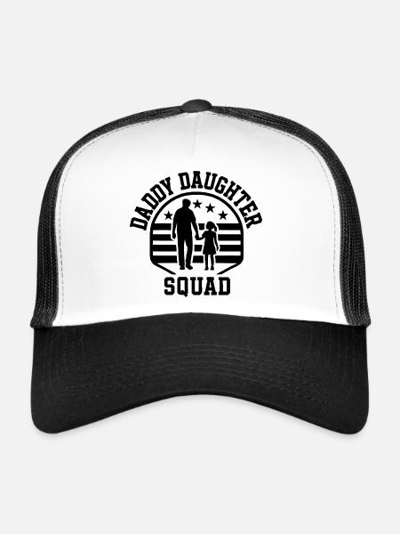 Papa Fille Squad Assorti Père Fille - Casquette trucker  - blanc/noir - Devant