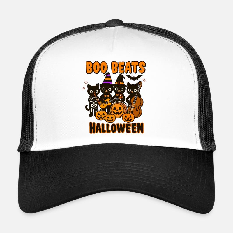 Bande de chat d’Halloween avec des citrouilles Casquette trucker 