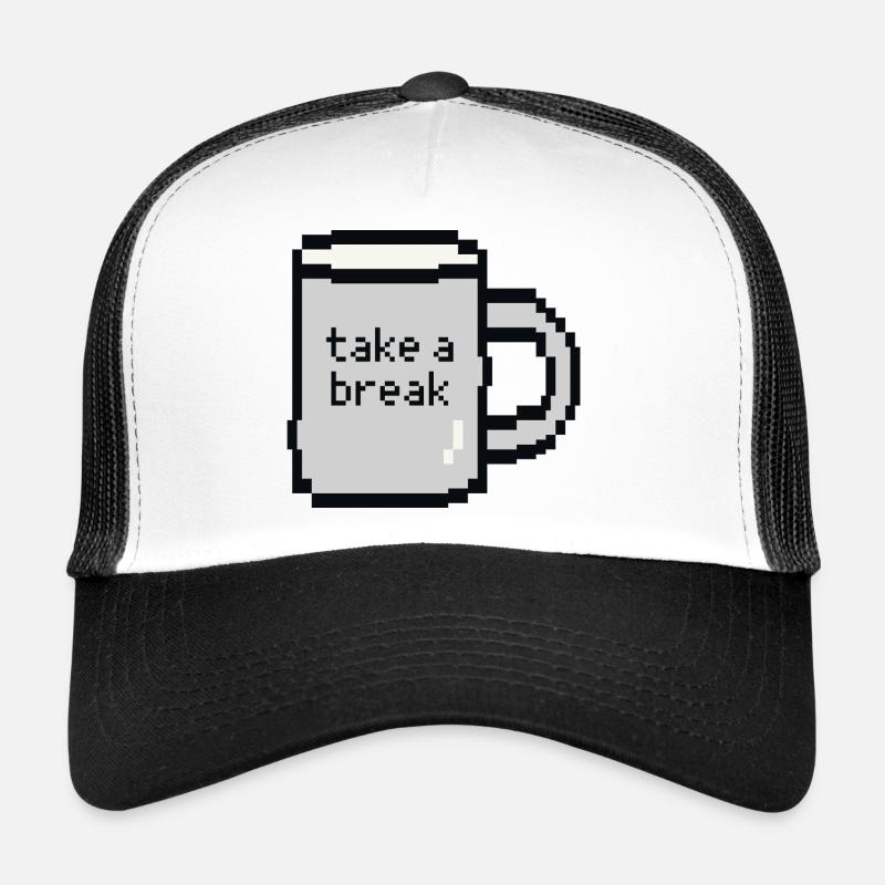 Relax Check Pixel Art Mug - Trucker Cap - white/black