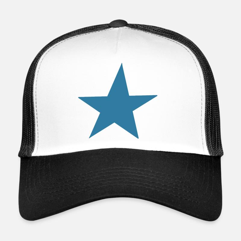 Blauer Stern Illustration - Trucker Cap - Weiß/Schwarz