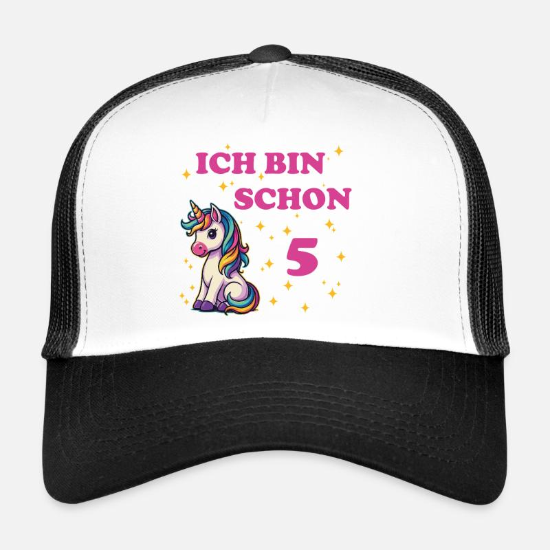 Children's Birthday 5, Dancing Funny Unicorn - Trucker Cap - white/black
