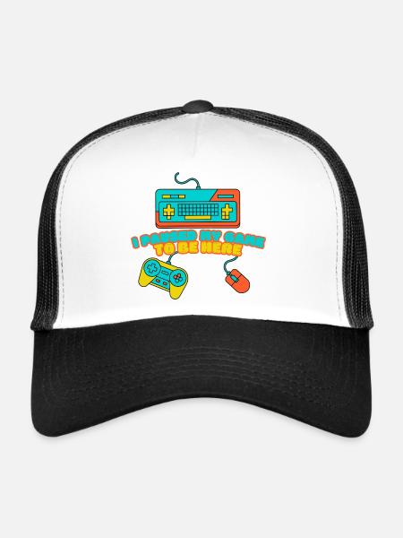 I Paused My Game to Be Here – Funny Gamer Design - Trucker Cap - white/black - Front