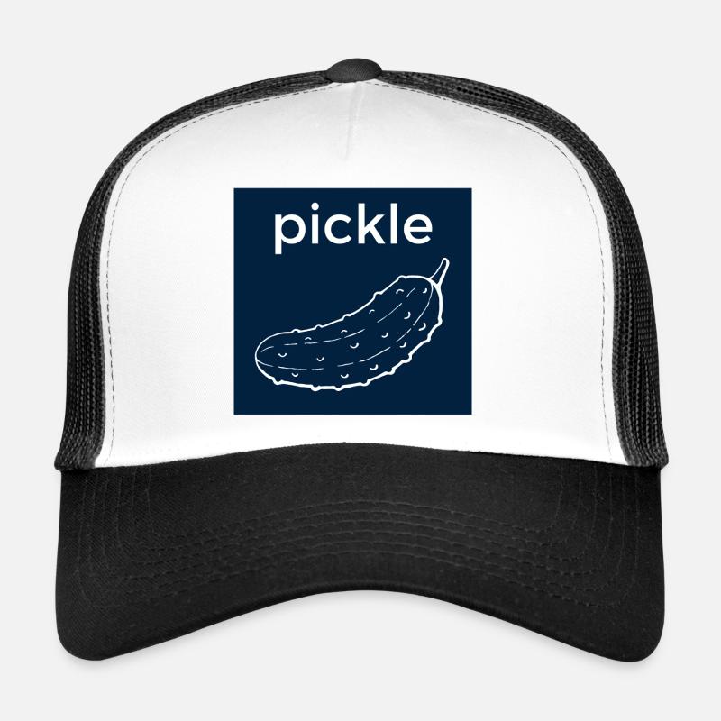 Minimalist Cucumber Pickle on Dark Blue - Trucker Cap - white/black