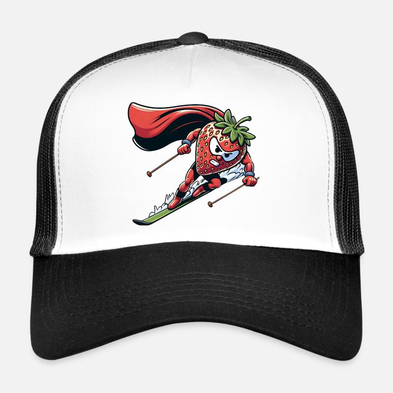 Strawberry Superhero Skiing Winter Fun Trucker Cap