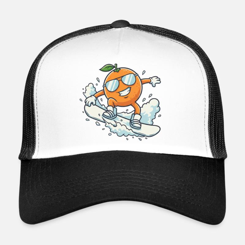 Coole Snowboard Orange mit Sonnenbrille Trucker Cap