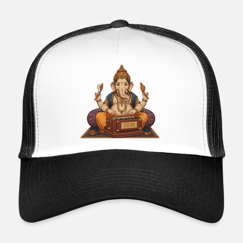 Ganesha Harmonium Art - Trucker Cap - white/black