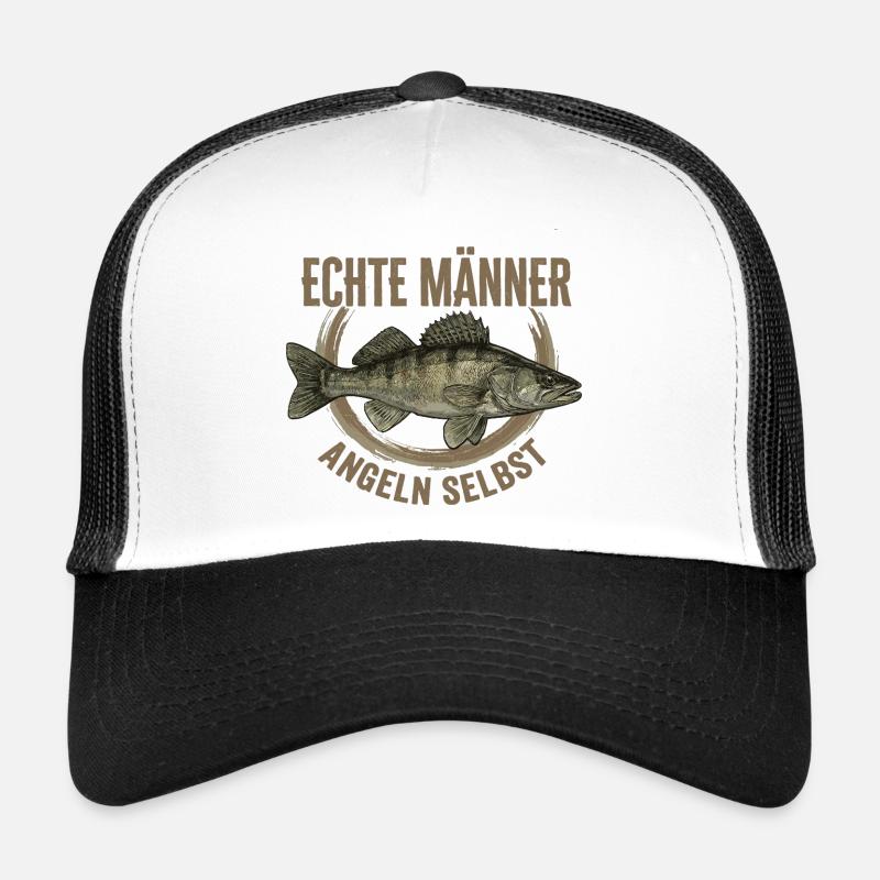 Echte Männer – Angeln  Selbs Zander - Trucker Cap - Weiß/Schwarz