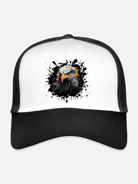 Eagle Head Color Splash - Trucker Cap - white/black - Front