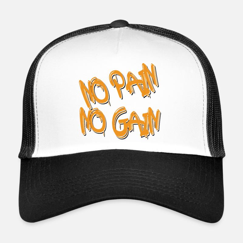Pas de douleur sans gain – Style graffiti orange audacieux - Casquette trucker  - blanc/noir