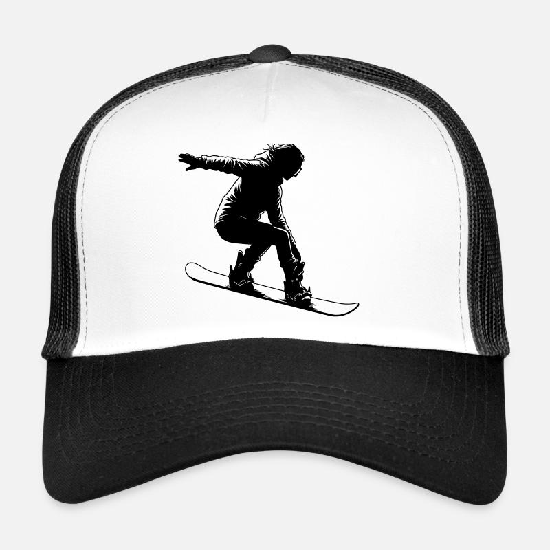 Snowboarderin mit eleganter Pose - Trucker Cap - Weiß/Schwarz